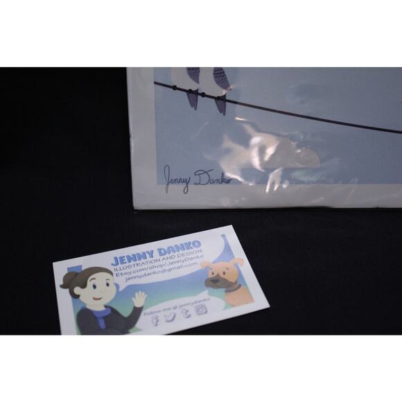 Jenny Danko Illustration Flamingo Pigeon Print - Picture 3 of 3